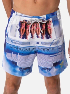 MC2 Saint Barth Man Mid-length Gustavia Swim-shorts Withplaced Print| MAGNUM MARINE SPECIAL EDITION -MC2 Saint Barth Shop UID GUS000904283F MAN SWIMSHORT WHITE MAGNUM FORCE 03