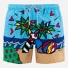MC2 Saint Barth Man Mid-length Gustavia Swim-shorts With Britto Design Placed Print| ©BRITTO SPECIAL EDITION