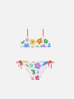 MC2 Saint Barth Girl Bralette Bikini With Multicolor Daisy Print