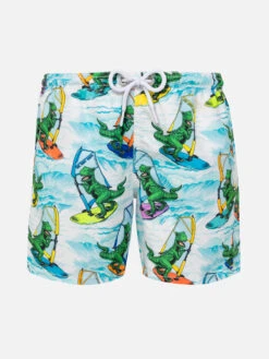 MC2 Saint Barth Boy Swim Shorts With Dinosaur Print -MC2 Saint Barth Shop UID JEA000100180B BOY SWIMSHORT WHITE 20240715160000 1