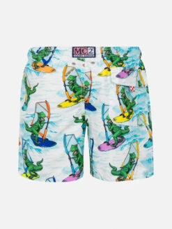 MC2 Saint Barth Boy Swim Shorts With Dinosaur Print -MC2 Saint Barth Shop UID JEA000100180B BOY SWIMSHORT WHITE 20240715160000 2
