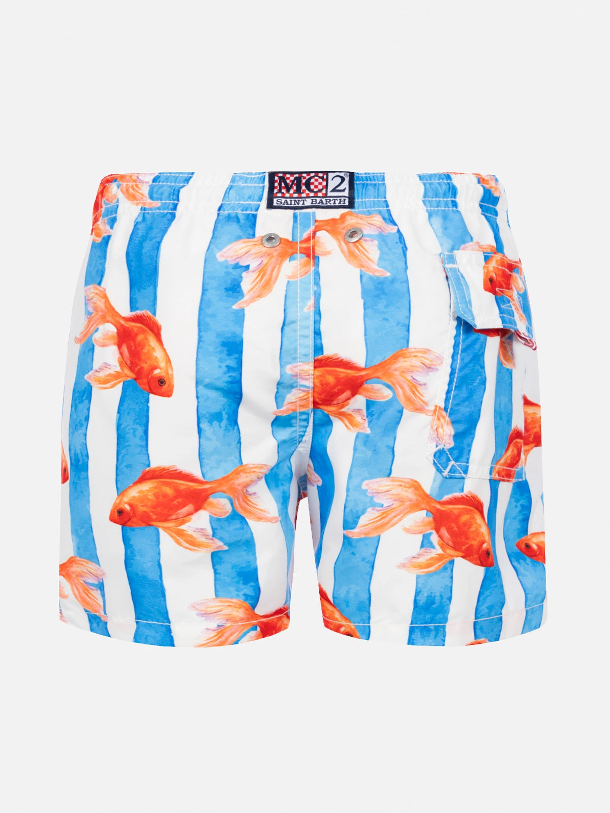 Boy Striped Swim Srunks With With Gold Fish Print 4 Boy Striped Swim Srunks With With Gold Fish Print - Image 2