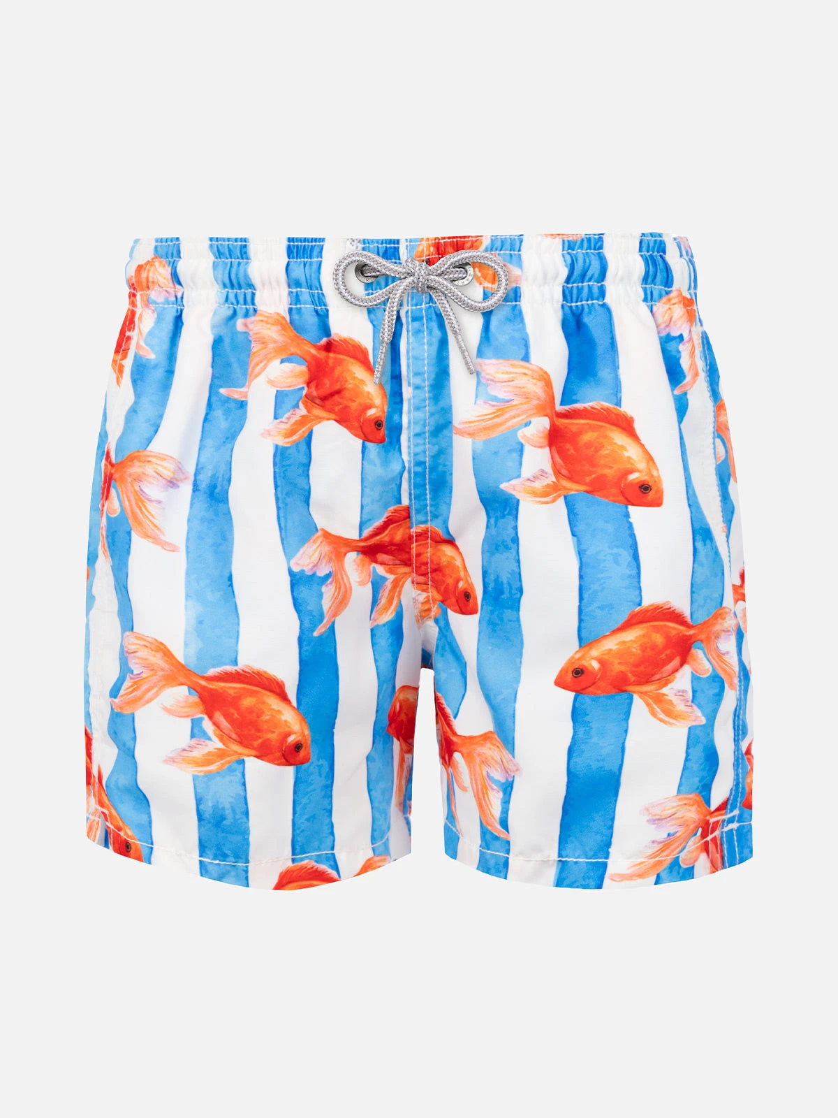 Boy Striped Swim Srunks With With Gold Fish Print 3 Boy Striped Swim Srunks With With Gold Fish Print