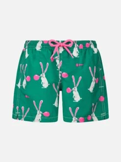 MC2 Saint Barth Boy Lightweight Fabric Swimshorts With Big Babol Rabbit Print | BIG BABOL SPECIAL EDITION