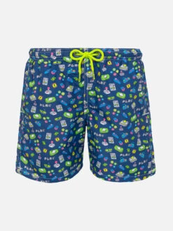MC2 Saint Barth Boy Swim Shorts With Retro Games Print