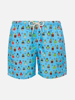 MC2 Saint Barth Boy Swim Shorts With Football Players Print