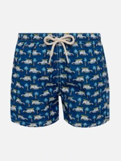 MC2 Saint Barth Jean Lighting Lightweight Fabric Swim Shorts With Panda Car Print | FIAT SPECIAL EDITION