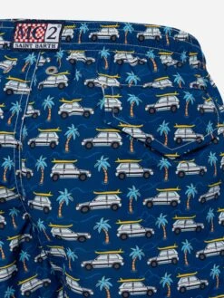 MC2 Saint Barth Jean Lighting Lightweight Fabric Swim Shorts With Panda Car Print | FIAT SPECIAL EDITION -MC2 Saint Barth Shop UID JEA000402124H BOY SWIMSHORT BLUE FIATPANDA 03