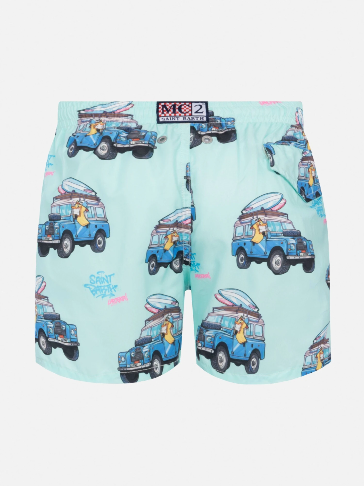 MC2 Saint Barth Jean Lighting Lightweight Fabric Swim Shorts With Cryptopuppets Surfer Print | CRYPTOPUPPETS SPECIAL EDITION 4 MC2 Saint Barth Jean Lighting Lightweight Fabric Swim Shorts With Cryptopuppets Surfer Print | CRYPTOPUPPETS SPECIAL EDITION - Image 2