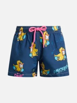 MC2 Saint Barth Boy Lightweight Fabric Swim-shorts Jean Lighting With Crypto Ducky Print | CRYPTOPUPPETS SPECIAL EDITION
