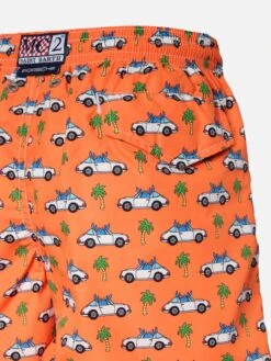 MC2 Saint Barth Jean Lighting Lightweight Fabric Swim Shorts With Driver Crab Print -MC2 Saint Barth Shop UID JEA000403348H BOY SWIMSHORT ORANGE MARINELIFE PORSCHE 3
