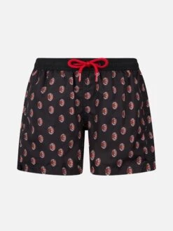 MC2 Saint Barth Boy Lightweight Fabric Swimshorts With Milan Print | AC MILAN SPECIAL EDITION