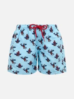 MC2 Saint Barth Boy Lightweight Fabric Swim-shorts Jean Lighting With Spider-Man Print | MARVEL SPECIAL EDITION