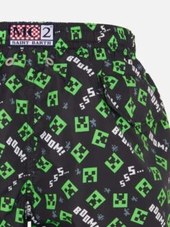 MC2 Saint Barth Jean Lighting Lightweight Fabric Swim Shorts With Minecraft Print|MINECRAFT SPECIAL EDITION -MC2 Saint Barth Shop UID JEA000404577H BOY SWIMSHORT BLACK CHARACTERS MINECRAFT 20250711083505 3