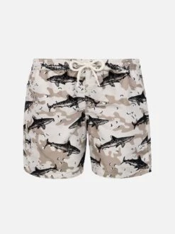 MC2 Saint Barth Boy Flock Fabric With Shark Print