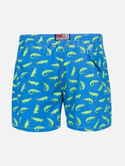 MC2 Saint Barth Boy Bluette Swim Shorts With Green Alligator Print -MC2 Saint Barth Shop UID JEA001600748D BOY SWIMSHORT SKY FUNNY 20240809160003 02
