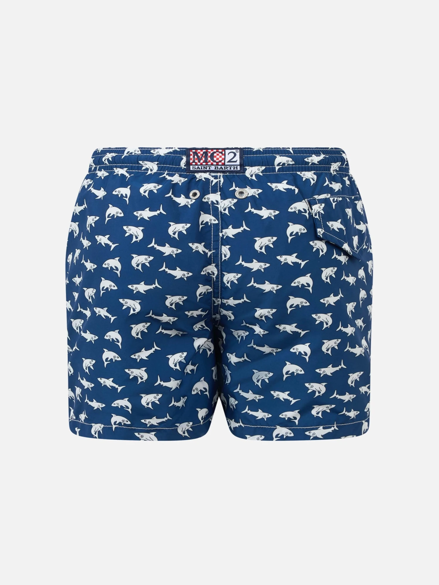 MC2 Saint Barth Boy Lightweight Fabric Swim-shorts Jean Lighting 70 With Sharks Print 4 MC2 Saint Barth Boy Lightweight Fabric Swim-shorts Jean Lighting 70 With Sharks Print - Image 2