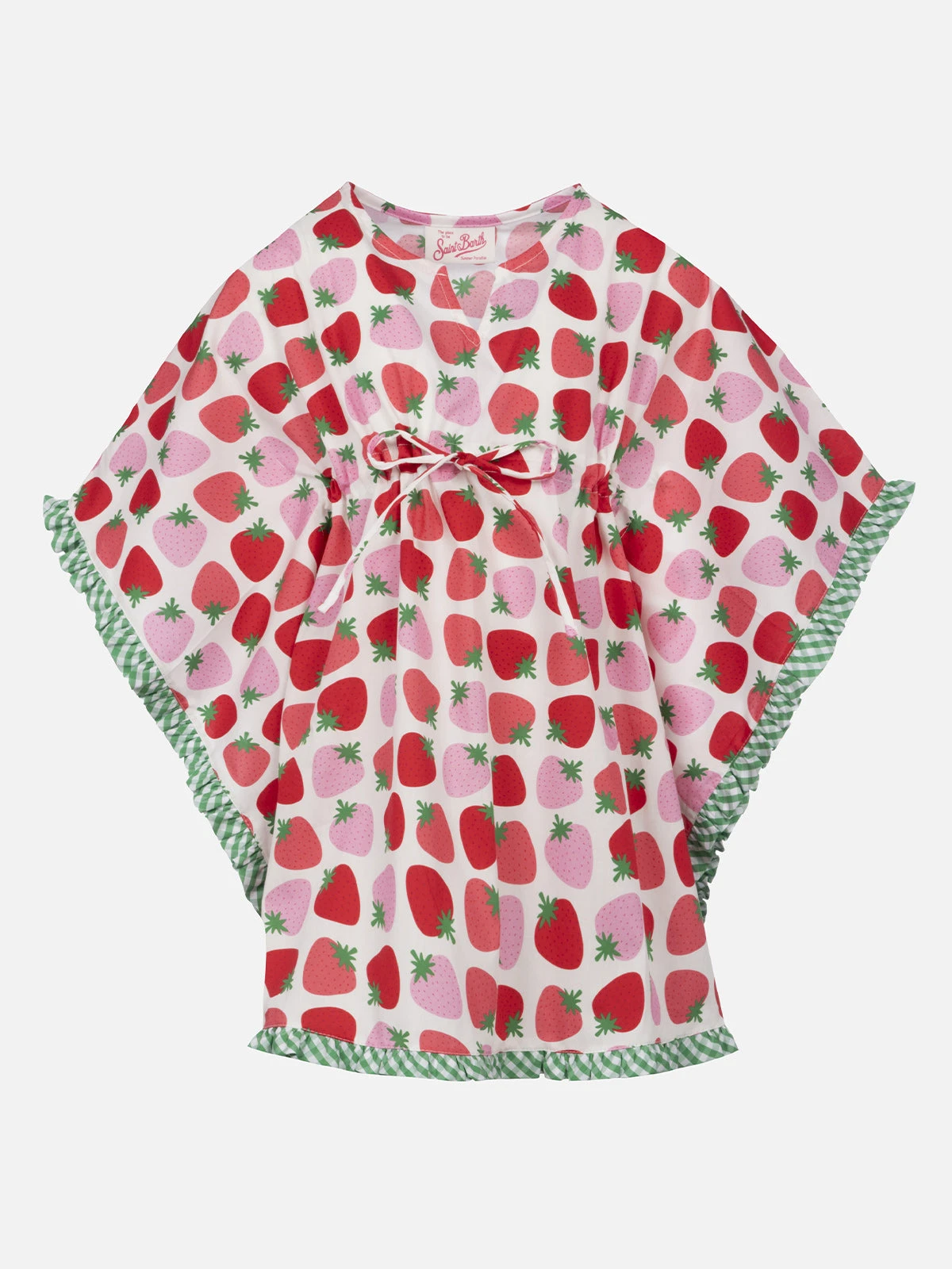 MC2 Saint Barth Girl Ruffled Cotton Caftan With Strawberry Print 3 MC2 Saint Barth Girl Ruffled Cotton Caftan With Strawberry Print