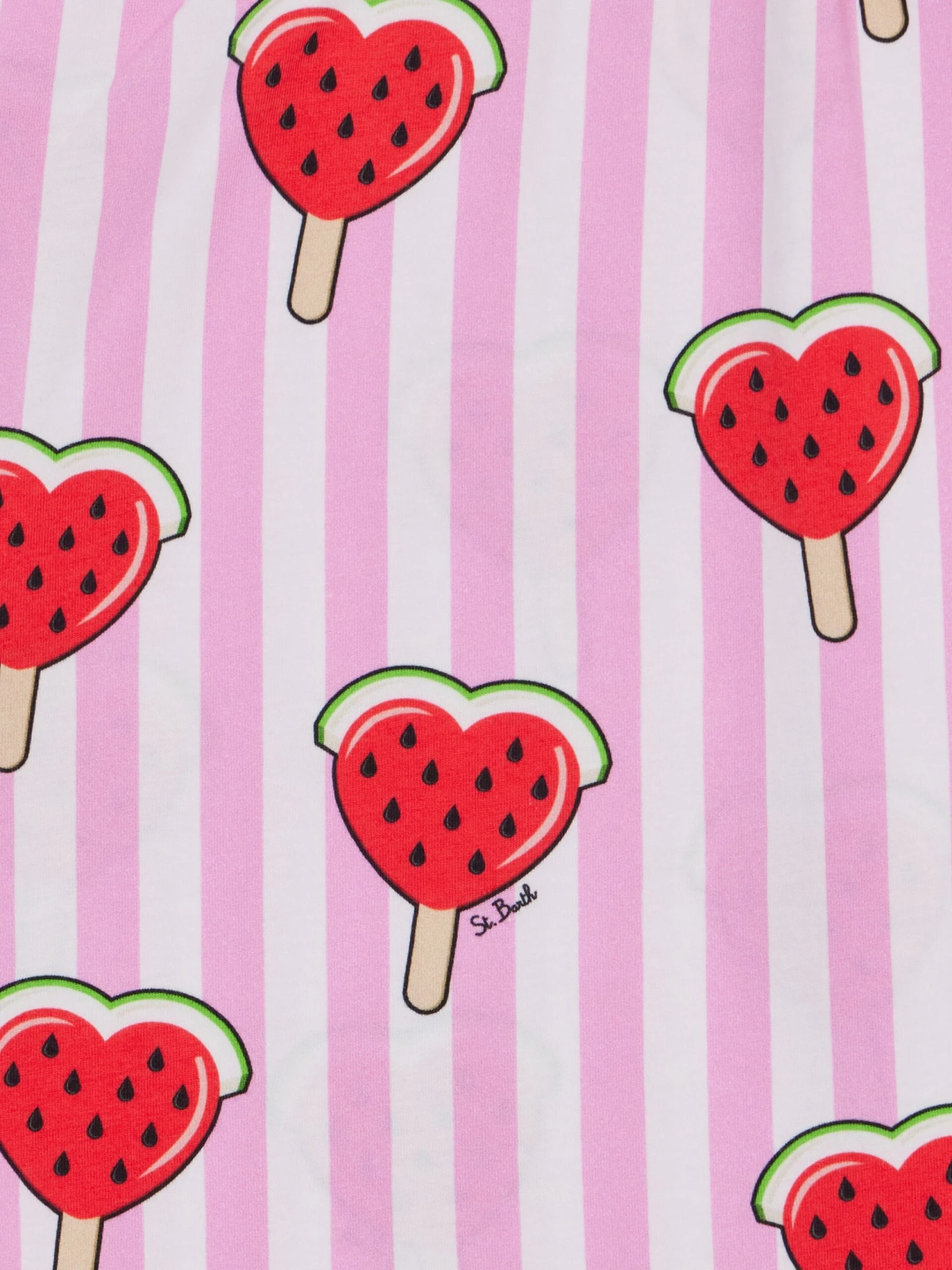 MC2 Saint Barth Girl Cotton Jersey Dress Leila With Heart Watermelon Print 5 MC2 Saint Barth Girl Cotton Jersey Dress Leila With Heart Watermelon Print - Image 3