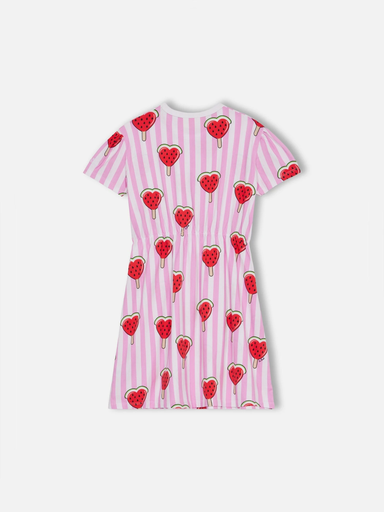 MC2 Saint Barth Girl Cotton Jersey Dress Leila With Heart Watermelon Print 4 MC2 Saint Barth Girl Cotton Jersey Dress Leila With Heart Watermelon Print - Image 2