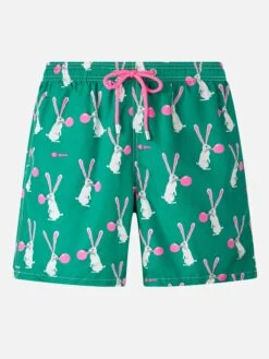 MC2 Saint Barth Man Lightweight Fabric Swimshorts Lighting With Big Babol Rabbits Print | BIG BABOL SPECIAL EDITION