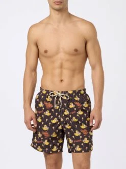 MC2 Saint Barth Man Lightweight Fabric Swim-shorts Lighting With Cryptopuppets Aperitif Print | CRYPTOPUPPETS SPECIAL EDITION -MC2 Saint Barth Shop UID LIG000100817F MAN SWIMSHORT BLACK 20240709210000 1