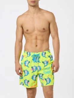 MC2 Saint Barth Man Lightweight Fabric Swim-shorts Lighting With Cryptopuppets Print | CRYPTOPUPPETS SPECIAL EDITION -MC2 Saint Barth Shop UID LIG000100997F MAN SWIMSHORT FLUO 20240707123510 1