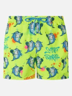 MC2 Saint Barth Man Lightweight Fabric Swim-shorts Lighting With Cryptopuppets Print | CRYPTOPUPPETS SPECIAL EDITION