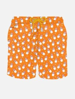MC2 Saint Barth Man Light Fabric Swim Shorts With Estathé Print | ESTATHé® SPECIAL EDITION