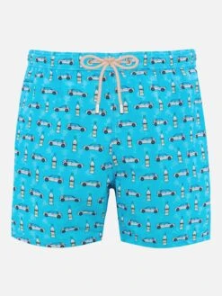 MC2 Saint Barth Man Lightweight Fabric Swim-shorts Lighting Micro Fantasy With Lancia Delta Print | LANCIA SPECIAL EDITION