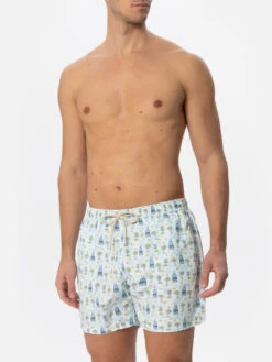 MC2 Saint Barth Man Light Fabric Swim Shorts With Gin Print | GIN MARE SPECIAL EDITION -MC2 Saint Barth Shop UID LIG000306418D MAN SWIMSHORT WHITE COCKTAILS GINMARE 20241118173500 03