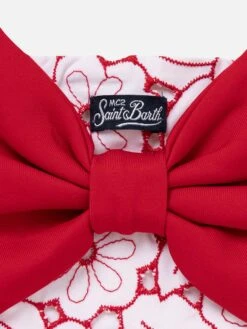 Girl Embroidered Swim Briefs With Red Bow -MC2 Saint Barth Shop UID MAD0001BR04 GIRL BOTTOM RED MC2 MC2 20250516141707 03