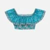 MC2 Saint Barth Ruffled Crop Top Mandy With Boho Flower Print -MC2 Saint Barth Shop UID MAN0001CSFL56 GIRL TOP APPAREL GREEN MC2 MC2 01