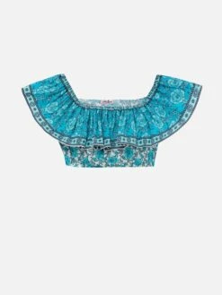MC2 Saint Barth Ruffled Crop Top Mandy With Boho Flower Print