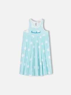 MC2 Saint Barth Girl Cotton Dress Masha With Print And "Biricchina" Embroidery