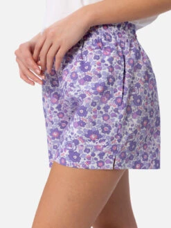 MC2 Saint Barth Woman Cotton Betsy Pull Up Shorts Meave | MADE WITH LIBERTY FABRIC -MC2 Saint Barth Shop UID MEA00202886F WOMAN SHORT PANT LILAC 03
