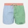 MC2 Saint Barth Patmos Jr Seersucker Striped Mid-length Swim Shorts -MC2 Saint Barth Shop UID PATM00200206H BOY SWIMSHORT BLUE 01