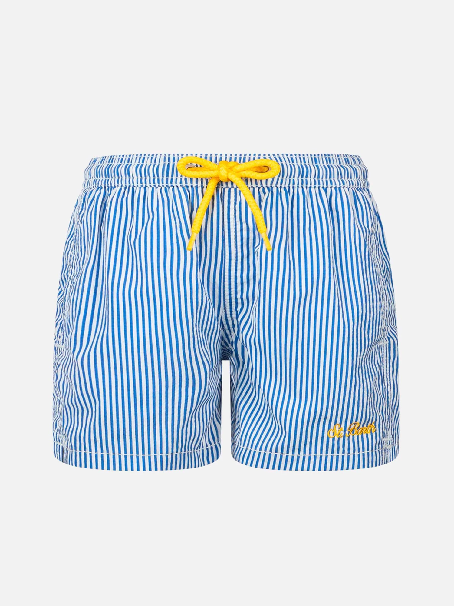 MC2 Saint Barth Boy Seersucker Striped Mid-length Swim Shorts Patmos Jr 3 MC2 Saint Barth Boy Seersucker Striped Mid-length Swim Shorts Patmos Jr