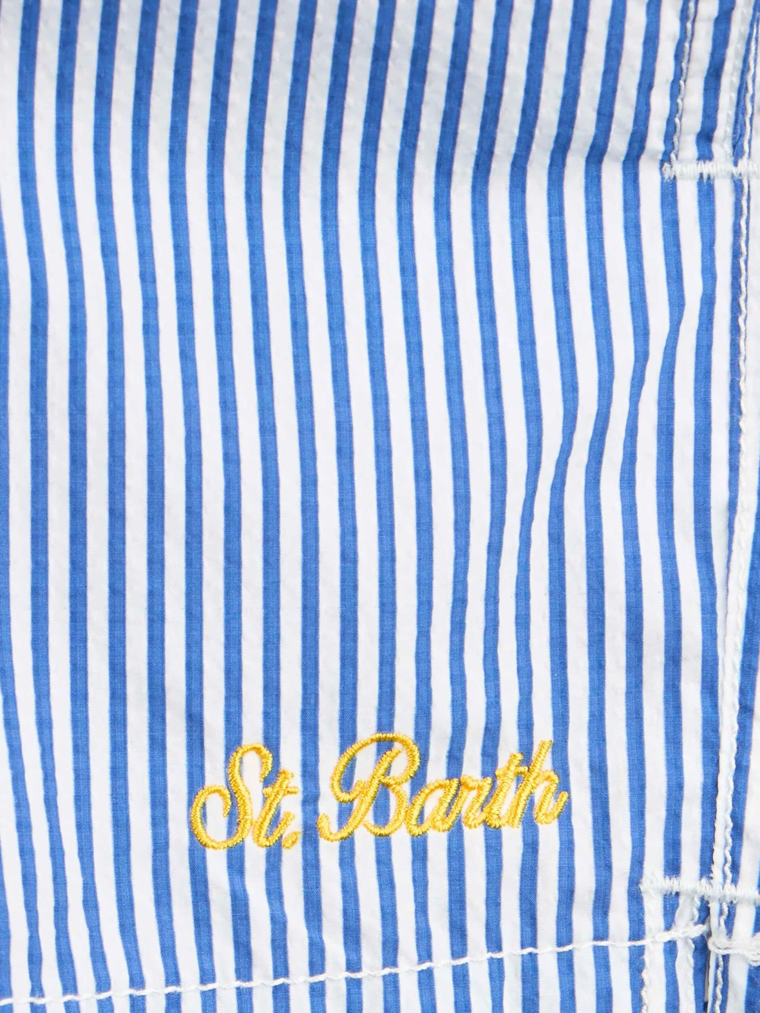MC2 Saint Barth Boy Seersucker Striped Mid-length Swim Shorts Patmos Jr 5 MC2 Saint Barth Boy Seersucker Striped Mid-length Swim Shorts Patmos Jr - Image 3