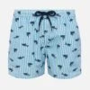 MC2 Saint Barth Patmos Jr Seersucker Striped Mid-length Swim Shorts With Shark Print -MC2 Saint Barth Shop UID PATM00201042H BOY SWIMSHORT SKY 01