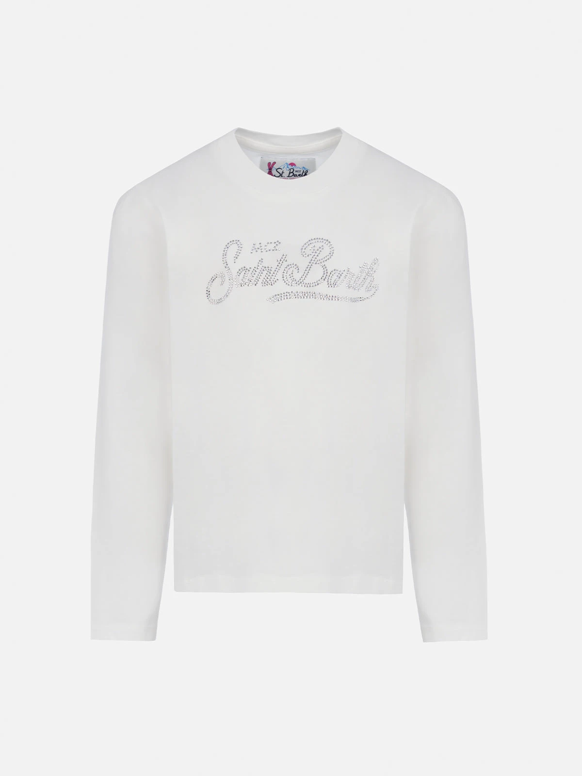 MC2 Saint Barth Girl White Long-sleeve T-shirt Penny With Saint Barth Rhinestones Logo 3 MC2 Saint Barth Girl White Long-sleeve T-shirt Penny With Saint Barth Rhinestones Logo