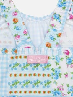 MC2 Saint Barth Pinkie Newborn Ruffled One-piece Swimsuit With Floral Print -MC2 Saint Barth Shop UID PNK000101087H GIRL ONEPIECE CELESTE 20250214183500 03