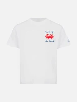 MC2 Saint Barth Portofino Jr Cotton Jersey T-shirt With King Of The Beach Embroidery