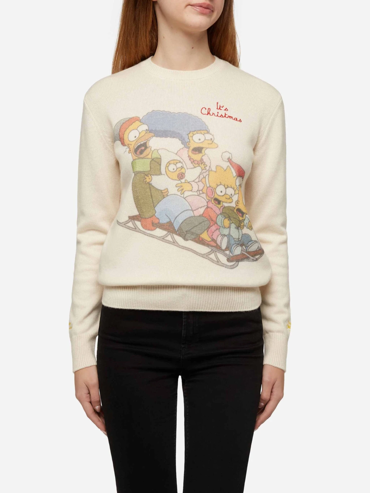 MC2 Saint Barth Woman White Sweater New Queen With Simpson Family Print | SIMPSON FAMILY SPECIAL EDITION 3 MC2 Saint Barth Woman White Sweater New Queen With Simpson Family Print | SIMPSON FAMILY SPECIAL EDITION