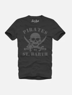 Rock Cotton T-shirt With Pirate Faded Print