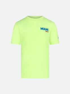 MC2 Saint Barth Boy Cotton T-shirt With Miami Beach Postcard Print