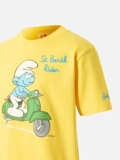 MC2 Saint Barth Cotton T-shirt With Smurf Print | THE SMURF SPECIAL EDITION -MC2 Saint Barth Shop UID TSH000100593D BOY T SHIRT YELLOW FUNNY THESMURFS 3