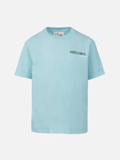 MC2 Saint Barth Boy Cotton T-shirt With Porto Cervo Addicted Postcard Print