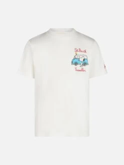 MC2 Saint Barth Boy Cotton T-shirt With Snoopy Print And St. Barth Traveller Embroidery | SNOOPY PEANUTS SPECIAL EDITION