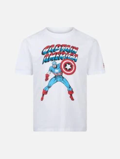 MC2 Saint Barth Boy Cotton T-shirt With Captain America Print | MARVEL SPECIAL EDITION